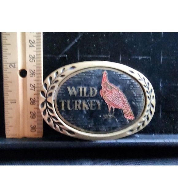 Vintage Solid Brass Wild Turkey Advertising Belt Buckle Used